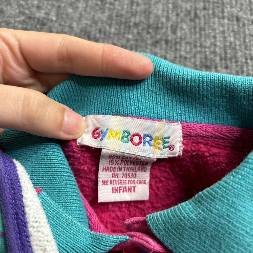 Vintage 90s Gymboree Girl Romper Pink Dots Vest Purple Pink Rainbow Tag Infant